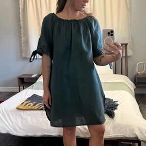 Meo Meli Italian Linen Dress - Dark Green - Size small